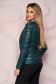 Darkgreen jacket from slicker thin fabric with pockets with pearls straight 2 - StarShinerS.com