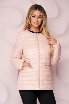 Lightpink jacket from slicker thin fabric with pearls straight