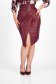 Asymmetrical Cherry-Colored Faux Leather Pencil Skirt - SunShine 5 - StarShinerS.com