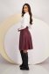 Burgundy Faux Leather Skirt in Flared Cut with Faux Leather Belt - SunShine 2 - StarShinerS.com