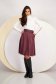 Burgundy Faux Leather Skirt in Flared Cut with Faux Leather Belt - SunShine 1 - StarShinerS.com