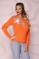 Orange sweater knitted loose fit with raised flowers with 3d effect 1 - StarShinerS.com