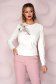 Pulover Lady Pandora alb tricotat cu croi larg cu flori in relief cu efect 3d 1 - StarShinerS.ro