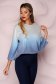 Pulover Lady Pandora albastru casual cu croi larg din material elastic tricotat cu maneci trei-sferturi 1 - StarShinerS.ro