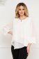 White women`s blouse loose fit thin fabric from veil fabric accessorized with breastpin asymmetrical office 1 - StarShinerS.com