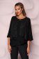 Black women`s blouse loose fit thin fabric from veil fabric accessorized with breastpin asymmetrical office 6 - StarShinerS.com