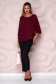 Burgundy women`s blouse asymmetrical with metalic accessory loose fit from veil fabric 3 - StarShinerS.com
