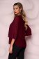 Burgundy women`s blouse asymmetrical with metalic accessory loose fit from veil fabric 2 - StarShinerS.com