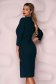 Darkgreen dress midi pencil office thin fabric from elastic fabric with 3/4 sleeves 2 - StarShinerS.com