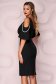 StarShinerS black both shoulders cut out elegant dress with pearls 2 - StarShinerS.com