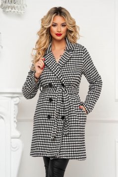 Overcoat thick fabric detachable cord lateral pockets soft fabric with straight cut
