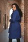 Blue coat with faux fur lining cloth from striped fabric loose fit 3 - StarShinerS.com