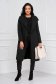 Black coat with faux fur lining cloth from striped fabric loose fit 4 - StarShinerS.com