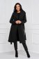 Black coat with faux fur lining cloth from striped fabric loose fit 3 - StarShinerS.com