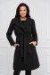 Black coat with faux fur lining cloth from striped fabric loose fit 1 - StarShinerS.com
