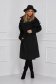 Palton din stofa negru lung cu croi larg si cordon detasabil - SunShine 3 - StarShinerS.ro