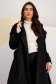 Long black cloth coat with wide cut and detachable belt - SunShine 6 - StarShinerS.com