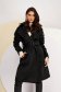 Palton din stofa negru lung cu croi larg si cordon detasabil - SunShine 1 - StarShinerS.ro