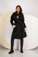 Long black cloth coat with wide cut and detachable belt - SunShine 3 - StarShinerS.com
