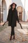 Palton din stofa negru cu croi larg si cordon detasabil - SunShine 3 - StarShinerS.ro