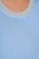 Bluza dama albastra-deschis scurta casual din material elastic tricotat si aplicatii cu perle 5 - StarShinerS.ro