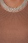 Brown women`s blouse knitted short cut with pearls casual from elastic fabric 3 - StarShinerS.com