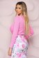 Bluza dama roz scurta casual din material elastic tricotat si aplicatii cu perle 2 - StarShinerS.ro