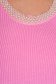 Bluza dama roz scurta casual din material elastic tricotat si aplicatii cu perle 4 - StarShinerS.ro