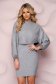 Rochie din tricot subtire gri tip creion cu maneca tip fluture - SunShine 1 - StarShinerS.ro