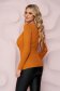 Mustard women`s blouse casual tented knitted from elastic fabric with crystal embellished details 2 - StarShinerS.com