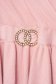 Bluza dama SunShine roz deschis office cu maneca lunga din material subtire tricotat accesorizata cu brosa si volanase la terminatie 4 - StarShinerS.ro