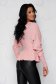 Lightpink women`s blouse thin fabric knitted long sleeve accessorized with breastpin with ruffle details office 2 - StarShinerS.com