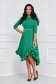 - StarShinerS green dress asymmetrical cloche with ruffles at the buttom of the dress georgette 4 - StarShinerS.com