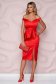Rochie StarShinerS rosie midi de ocazie tip creion din material satinat cu peplum si broderie florala 1 - StarShinerS.ro