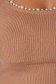 Rochie SunShine maro midi cu un croi mulat din material elastic si tricotat si aplicatii cu perle la decolteu 4 - StarShinerS.ro