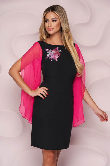 StarShinerS fuchsia dress with cut-out sleeves with veil sleeves pencil
