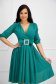 Midi satin voile green dress in a-line accessorized with a buckle - PrettyGirl 4 - StarShinerS.com