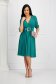 Midi satin voile green dress in a-line accessorized with a buckle - PrettyGirl 2 - StarShinerS.com