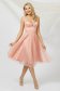 Lightpink dress cloche midi from tulle dots print detachable cord with push-up cups 1 - StarShinerS.com