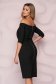 StarShinerS black dress midi pencil occasional with deep cleavage back zipper fastening slightly elastic fabric 4 - StarShinerS.com