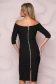 StarShinerS black dress midi pencil occasional with deep cleavage back zipper fastening slightly elastic fabric 1 - StarShinerS.com