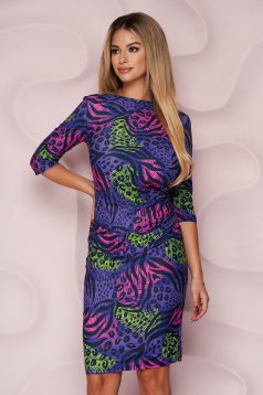 StarShinerS dress midi office with tented cut from elastic fabric soft fabric with floral print