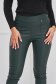 Casual darkgreen StarShinerS trousers from ecological leather with tented cut high waisted side zip fastening 5 - StarShinerS.com