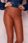 Casual brown StarShinerS trousers from ecological leather with tented cut high waisted side zip fastening 3 - StarShinerS.com