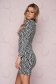 Rochie SunShine neagra scurta cu un croi mulat din material tricotat subtire si elastic accesorizata cu nasturi 2 - StarShinerS.ro