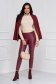 Casual burgundy StarShinerS trousers from ecological leather with tented cut high waisted side zip fastening 4 - StarShinerS.com