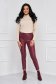 Casual burgundy StarShinerS trousers from ecological leather with tented cut high waisted side zip fastening 3 - StarShinerS.com