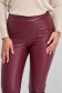 Casual burgundy StarShinerS trousers from ecological leather with tented cut high waisted side zip fastening 5 - StarShinerS.com