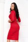 Red crepe pencil dress with slit on the leg and decorative buttons - StarShinerS 2 - StarShinerS.com