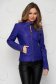 Blue jacket tented short cut from ecological leather with zipper details pockets 1 - StarShinerS.com